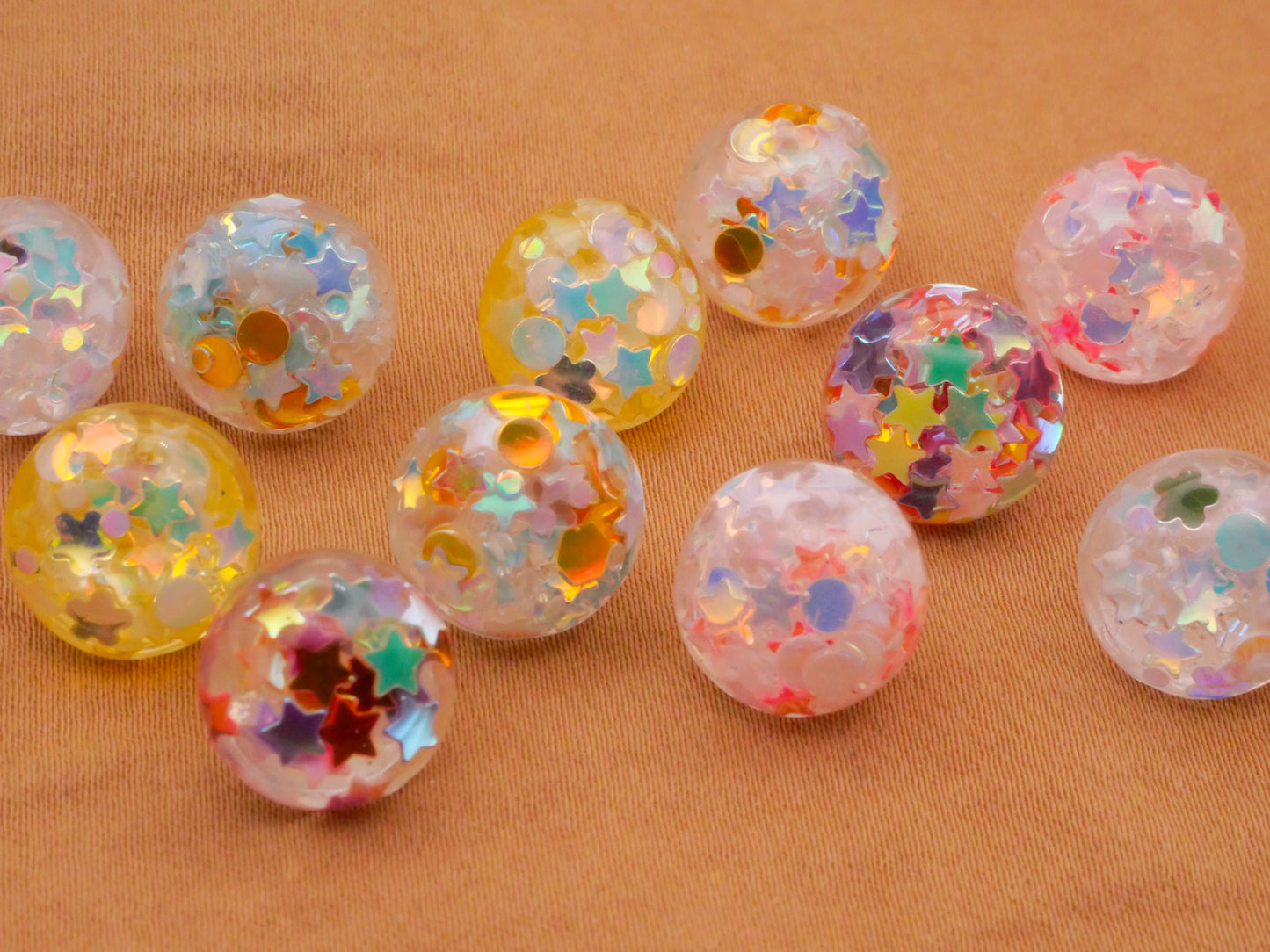 Star Glitter Resin Plastic Assorted Set of Four Buttons 12mm