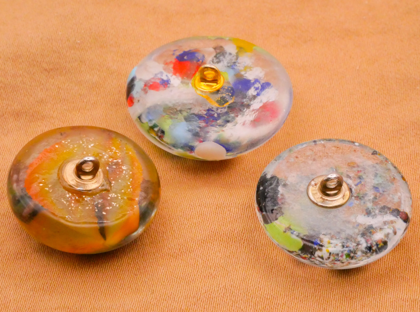 Splatter Paint Rarig Look Vintage Glass Button Various 20-23mm