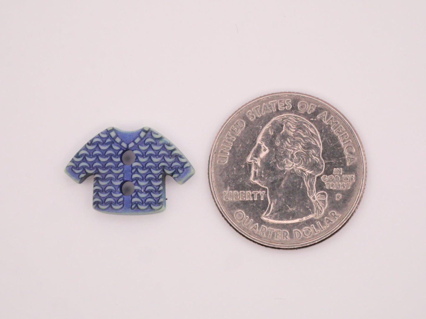 Sweater Texture Blue Plastic Sew-Thru Button 14x20mm