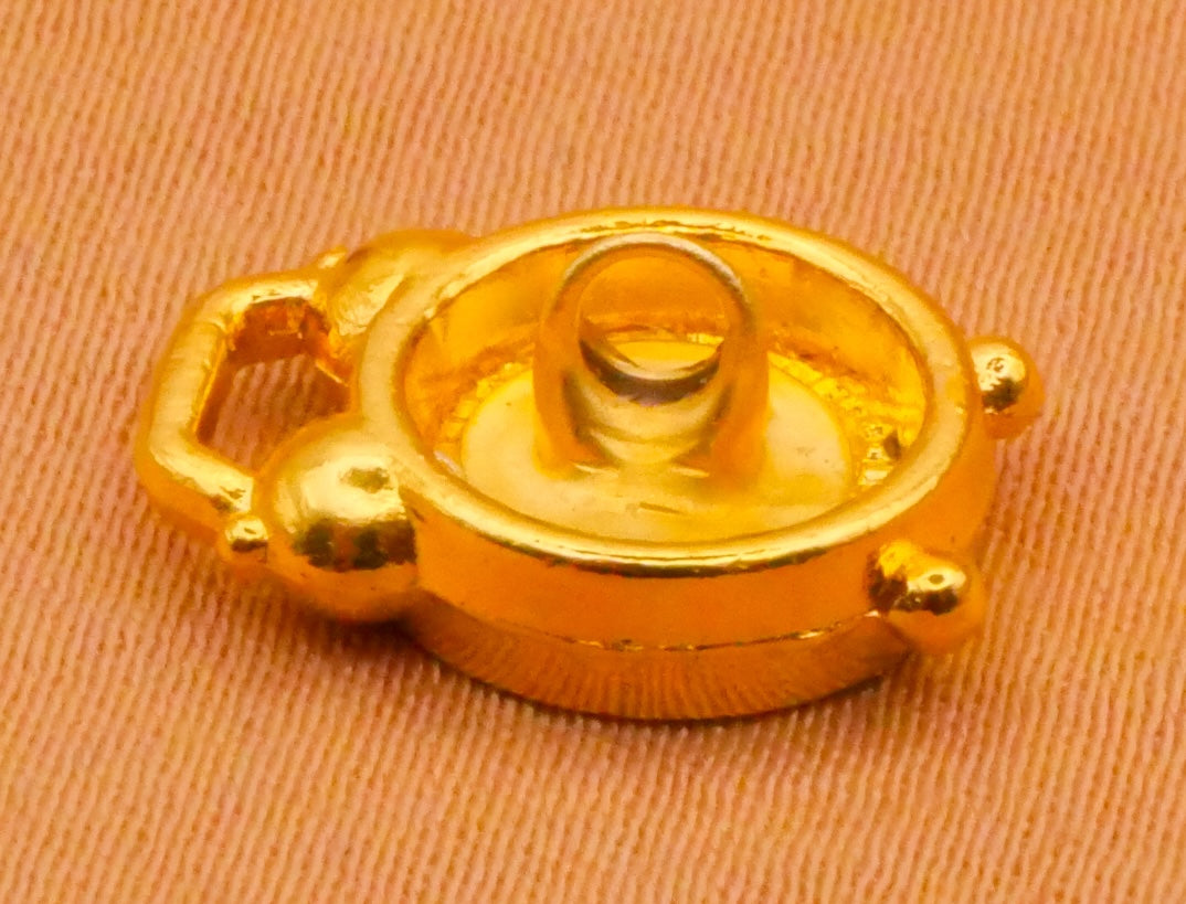 Alarm Clock Watch Face Gold Metal Button 10x13mm
