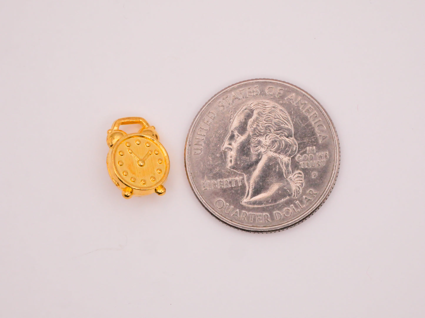 Alarm Clock Watch Face Gold Metal Button 10x13mm