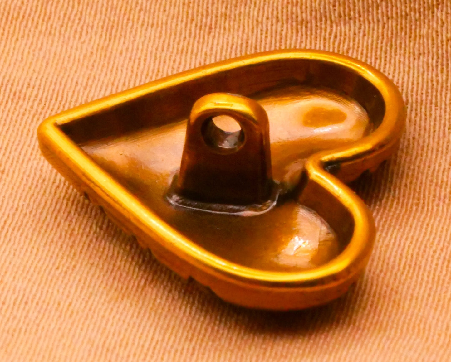Heart Alphabet Letters Brass Gold Look Metal Button 18x20mm
