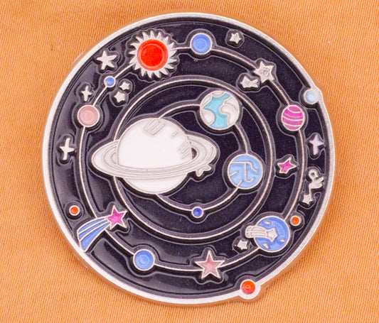 Solar System Outer Space Planets Enamel Metal Large Button 36mm
