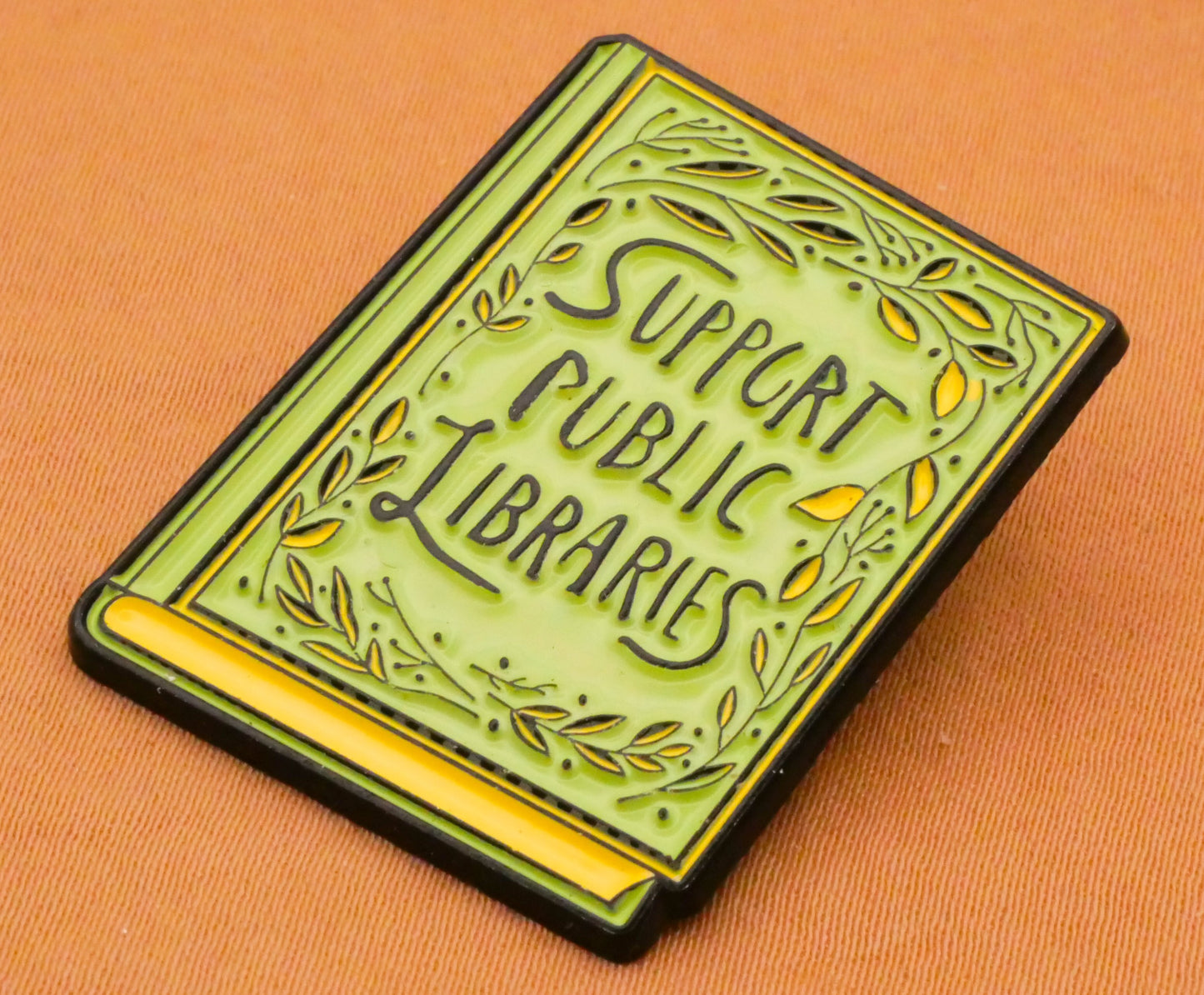 Support Public Libraries Book Verbal Large Enamel Metal Button 26x32mm