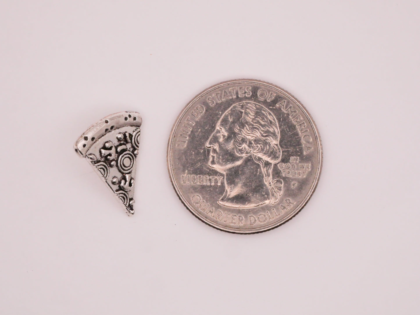 Pizza Slice Realistic Silver Metal Button 12x16mm