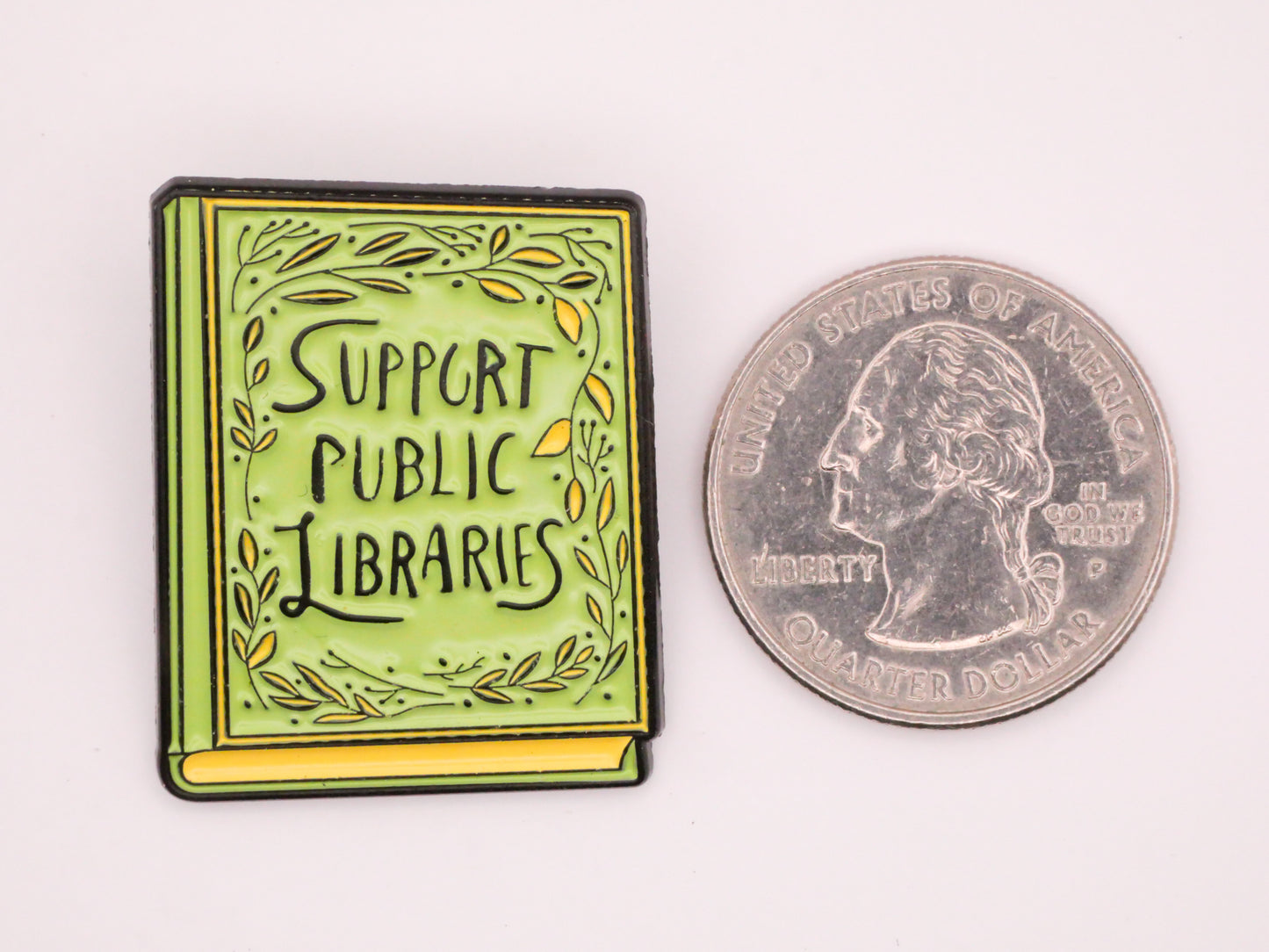 Support Public Libraries Book Verbal Large Enamel Metal Button 26x32mm