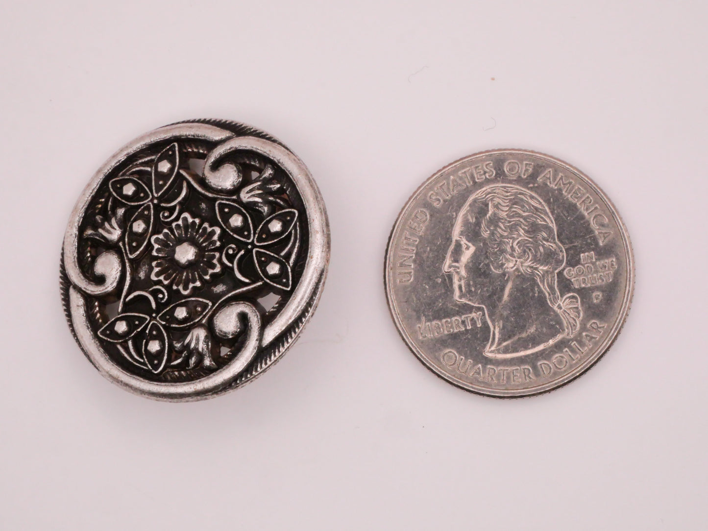 Flower Art Nouveau Silver Metal Button 28mm