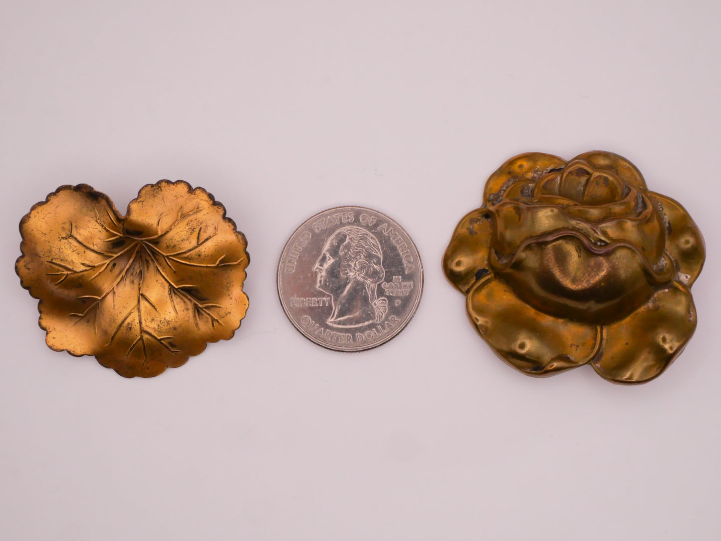 Leaf or Flower Vintage Large Gold Metal Button Various 33-41mm