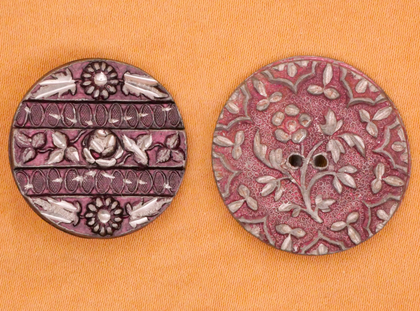 Floral Flower Pewter Purple Aubergine Tinted Antique Metal Button Various 23-25mm