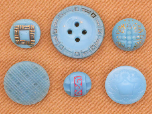 Baby Blue Aquamarine Vintage Glass Button Various 9-18mm