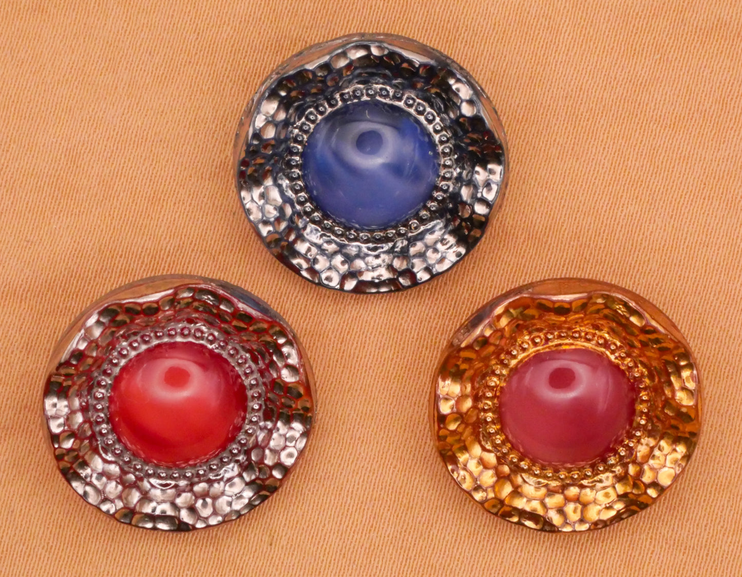 Red or Blue Luster Moonglow Vintage Glass Button Various 18mm