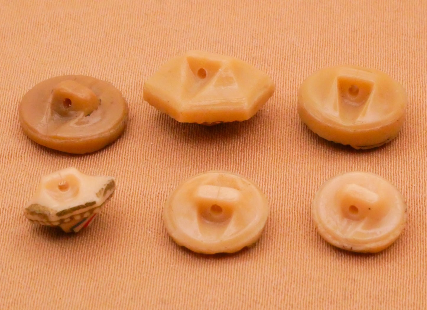 Tan Hand-Painted Vintage Glass Button Various 8-13mm