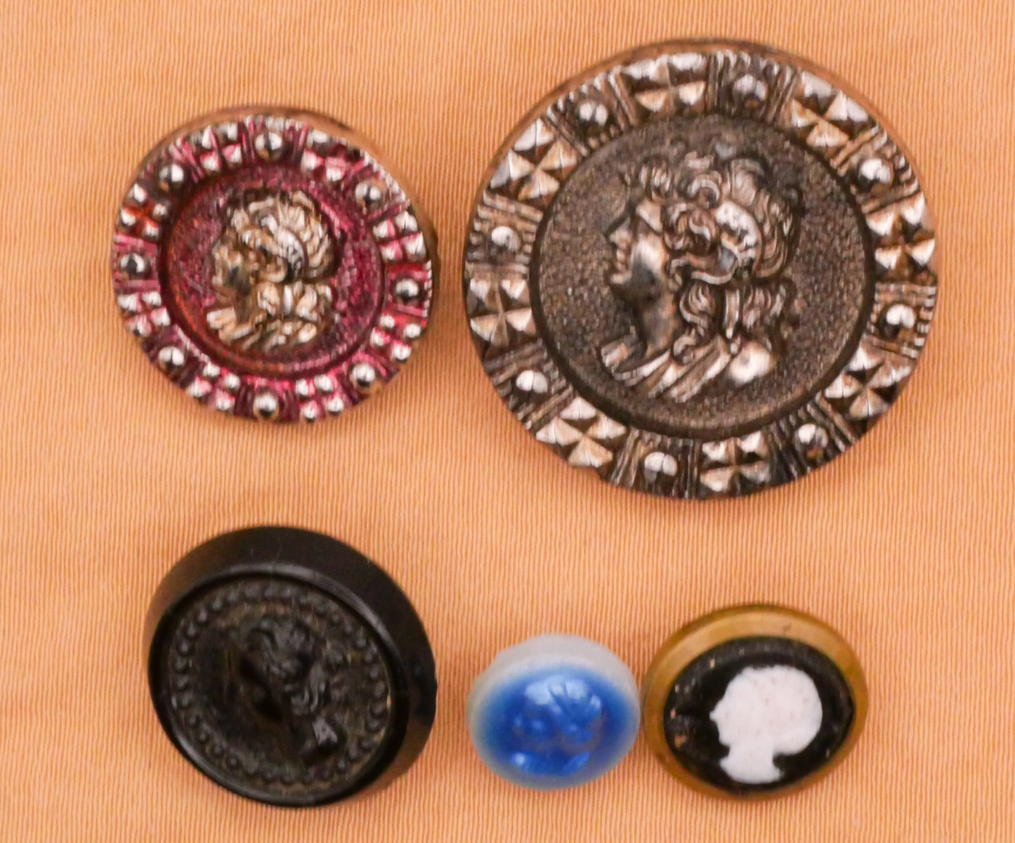 Portrait Lady Cameo Glass Button Various 9-25mm