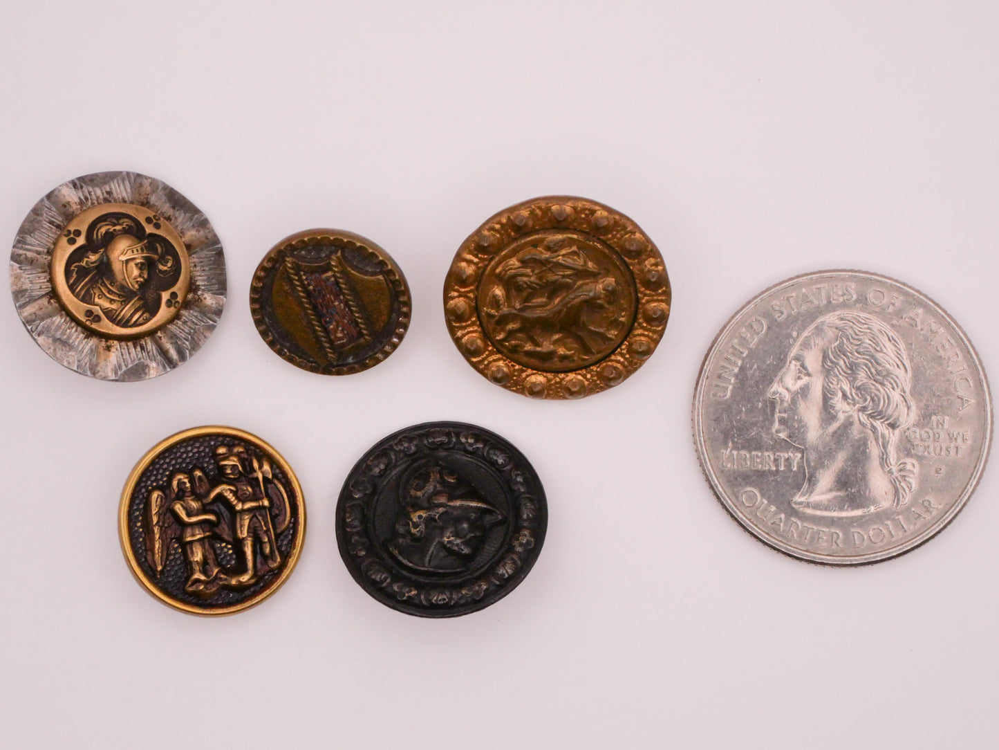 Military Greco-Roman Inspired Victorian Metal Button Various 13-18mm