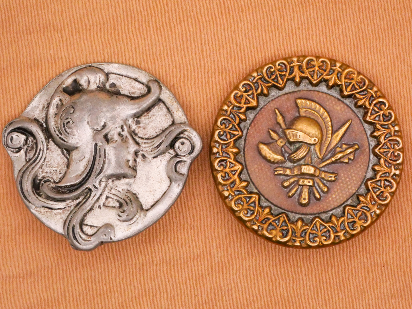 Helmet Military Metal Antique Large Button Various 34-35mm