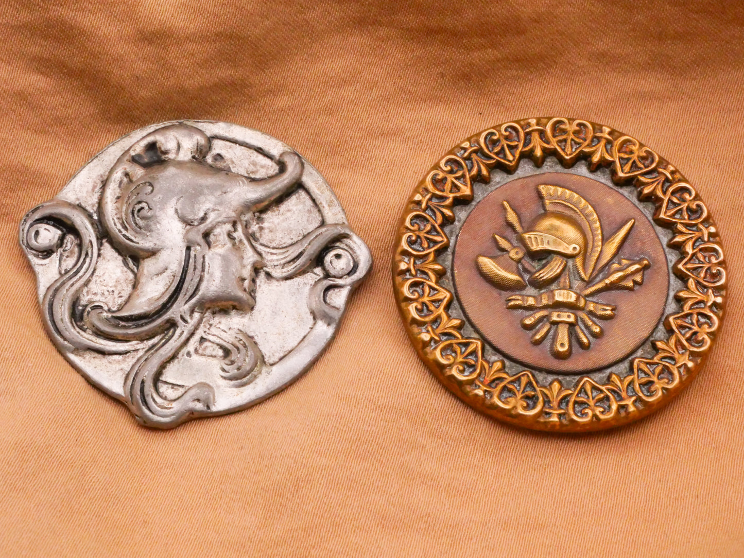 Helmet Military Metal Antique Large Button Various 34-35mm