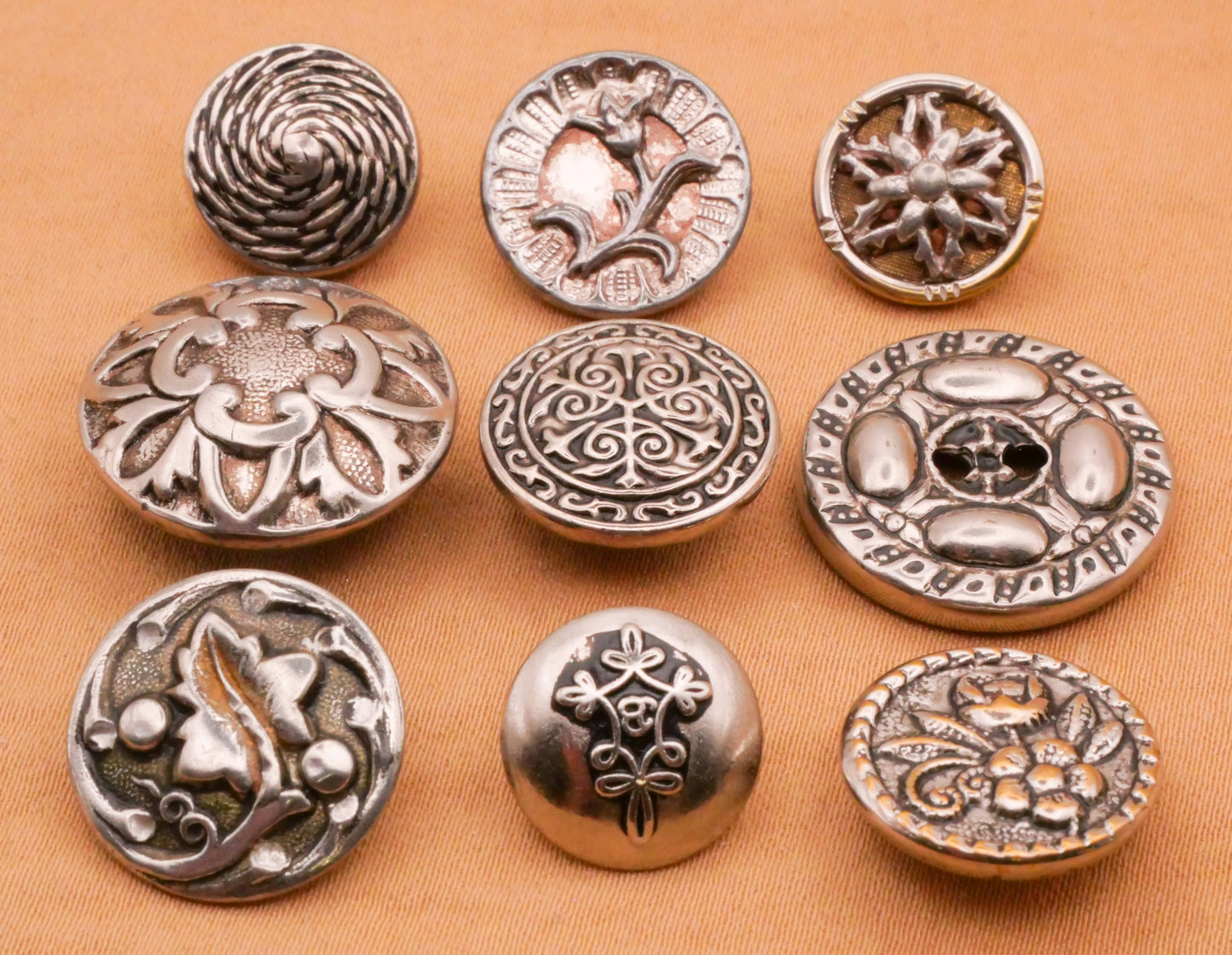 Silver Metal Vintage or Antique Button Various 13-19mm