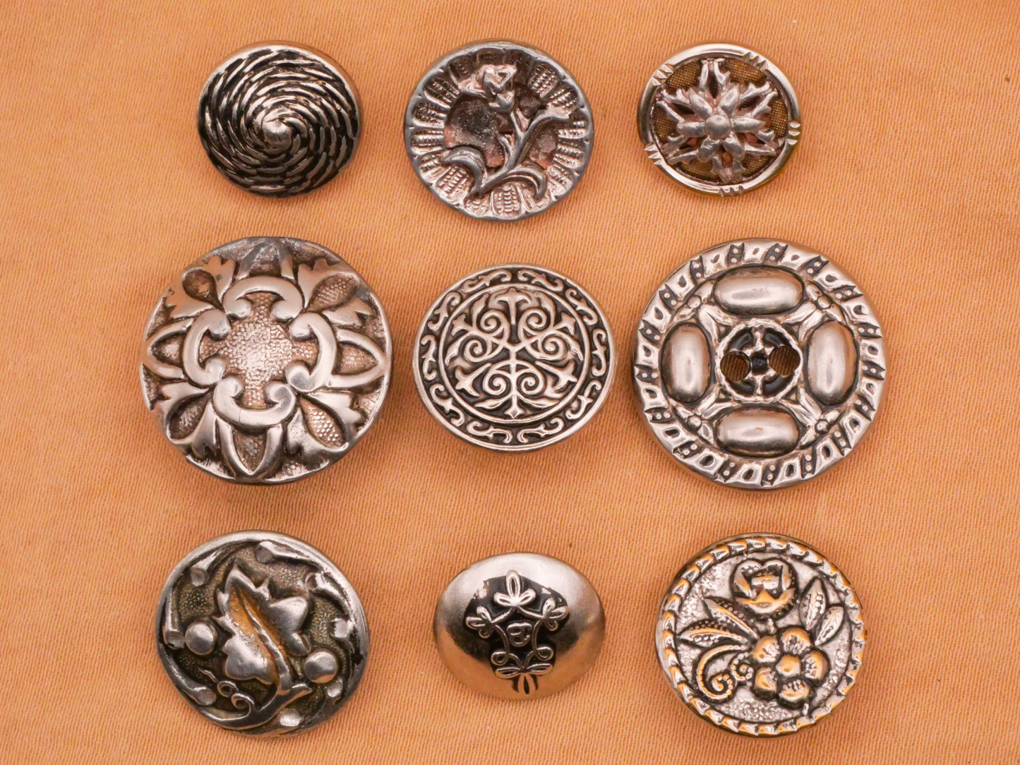 Silver Metal Vintage or Antique Button Various 13-19mm