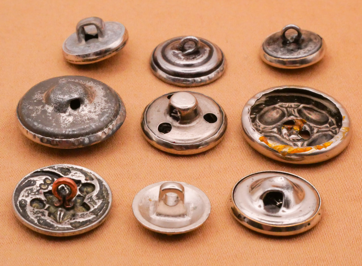 Silver Metal Vintage or Antique Button Various 13-19mm