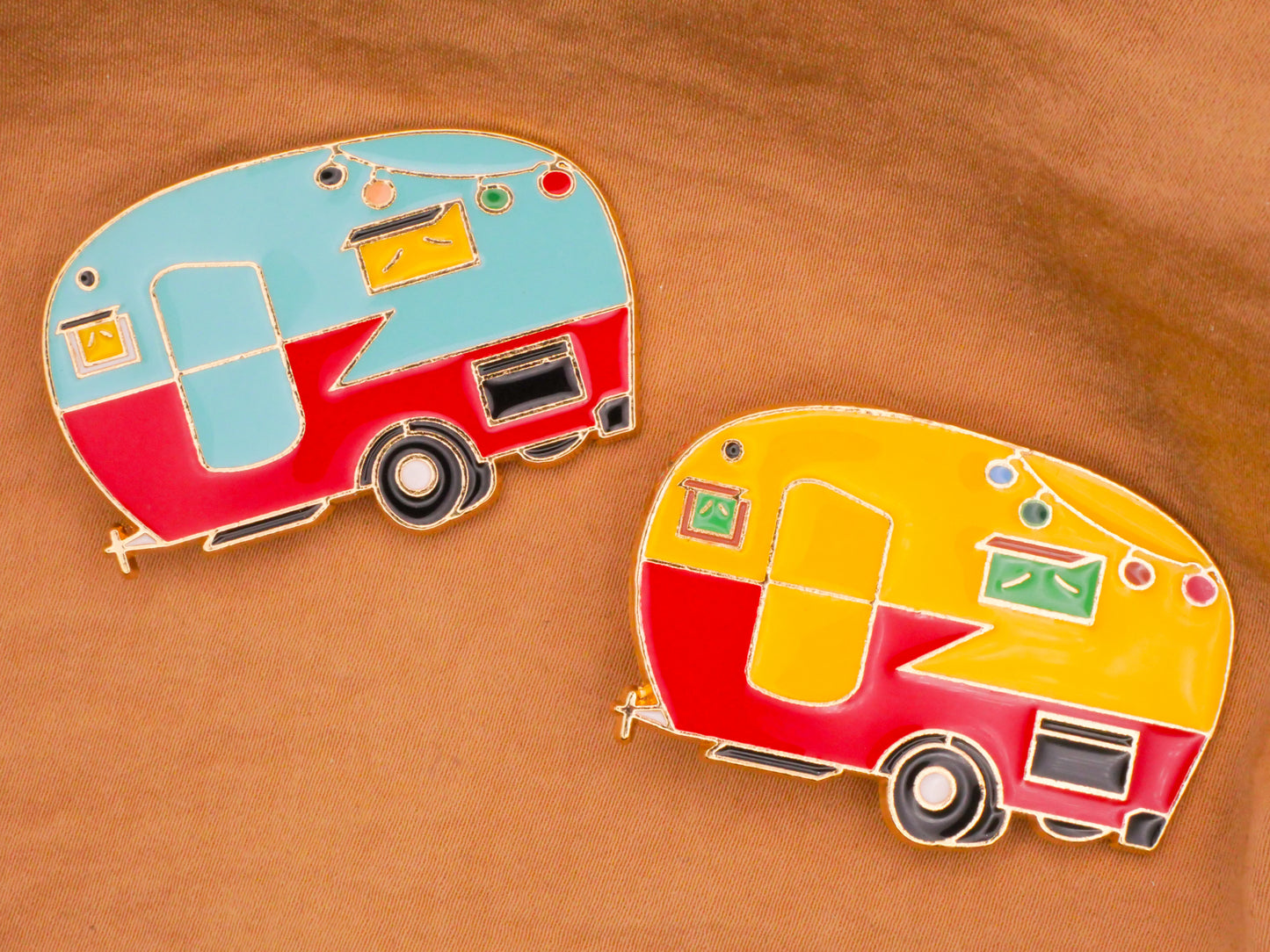 Camper Camping Trailer Enamel Metal Large Button Various 29x43mm