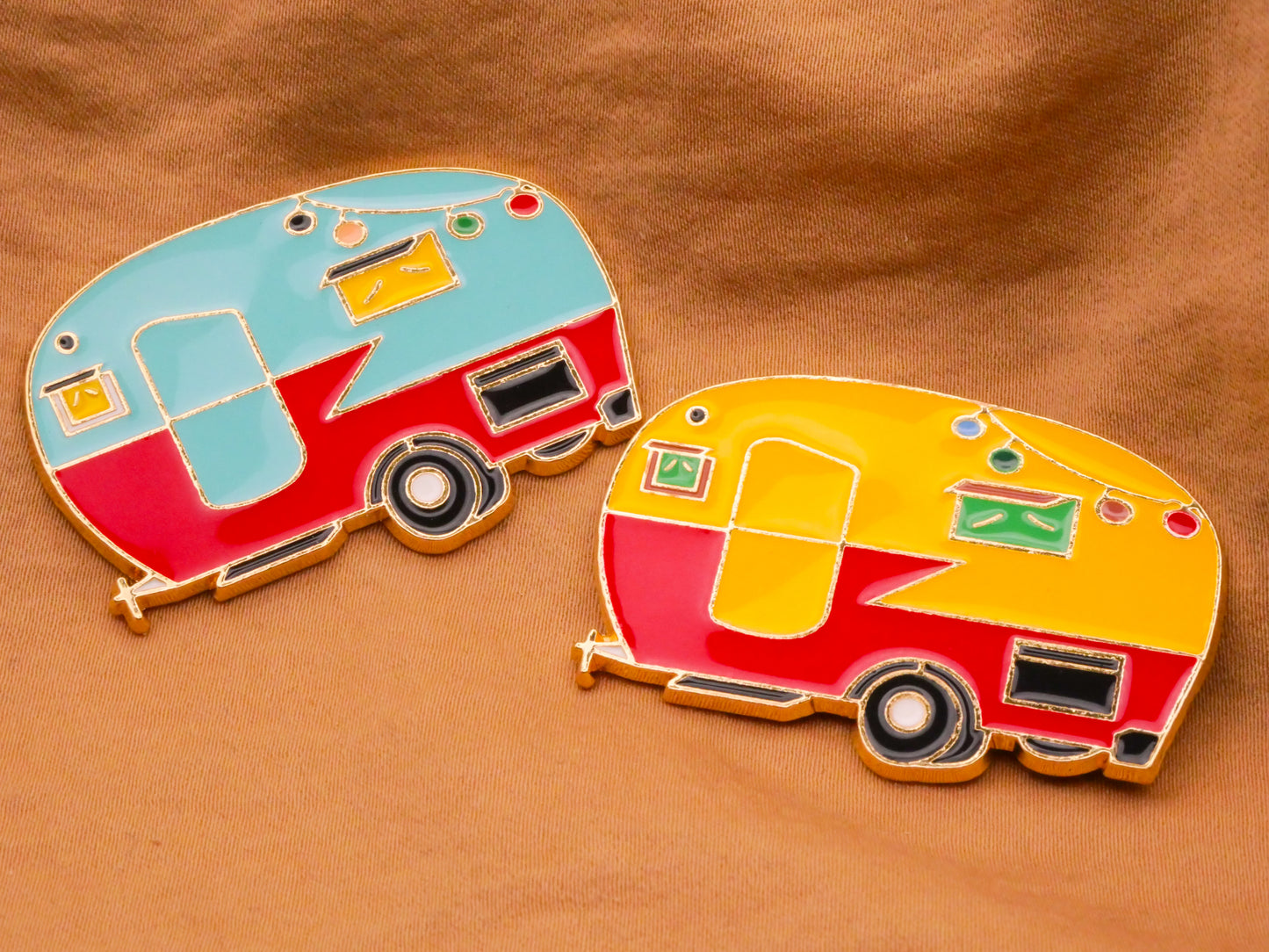 Camper Camping Trailer Enamel Metal Large Button Various 29x43mm