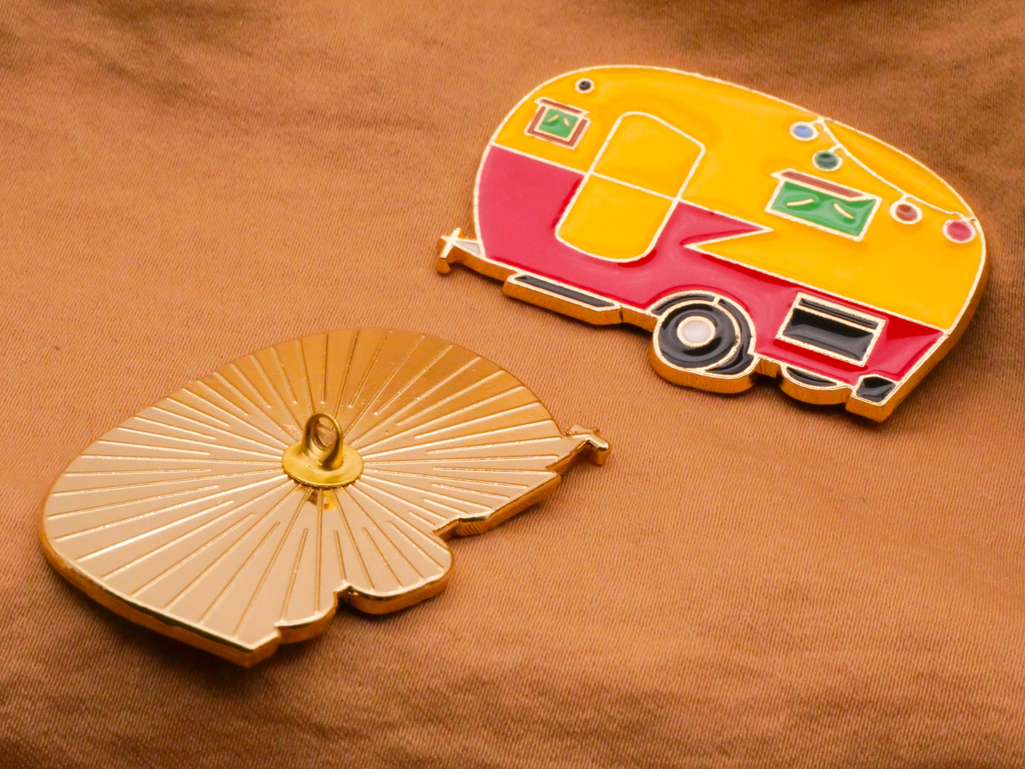 Camper Camping Trailer Enamel Metal Large Button Various 29x43mm