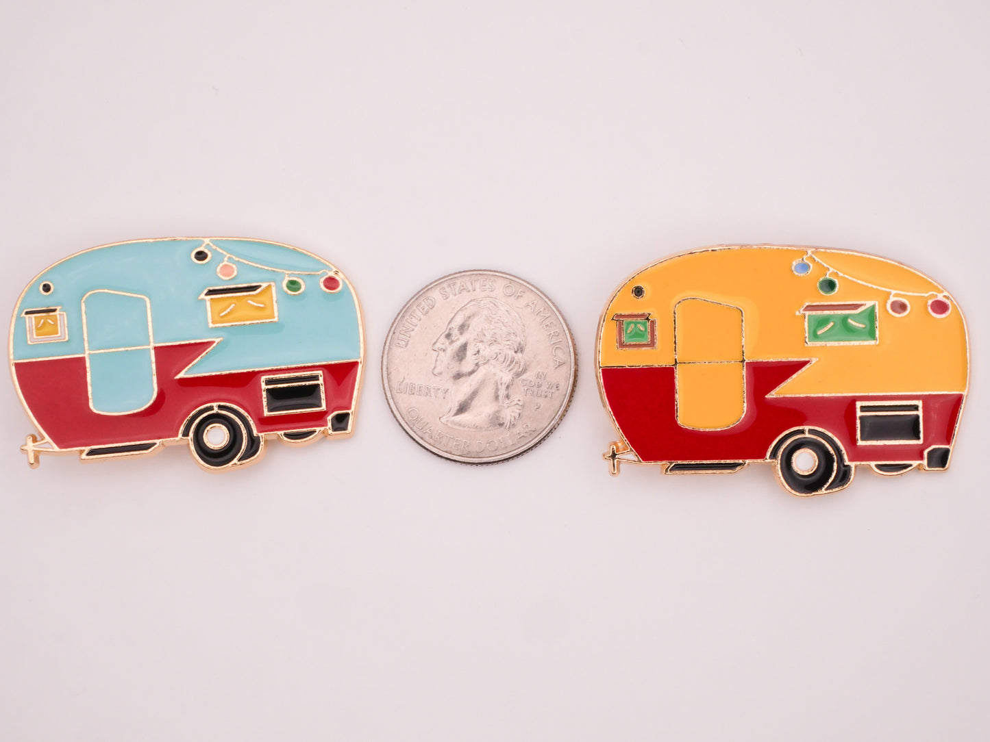 Camper Camping Trailer Enamel Metal Large Button Various 29x43mm