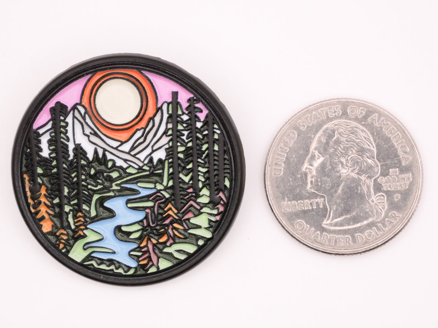 Forest Landscape Scene Enamel Metal Large Button 36mm