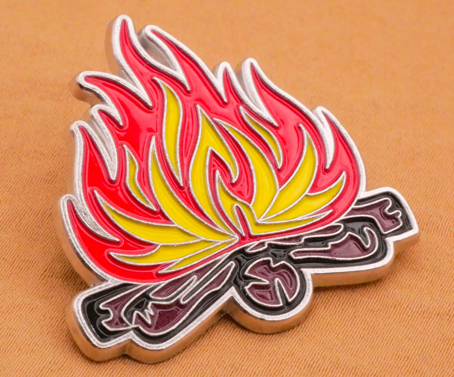 Campfire Flame Enamel Metal Large Button 35x36mm