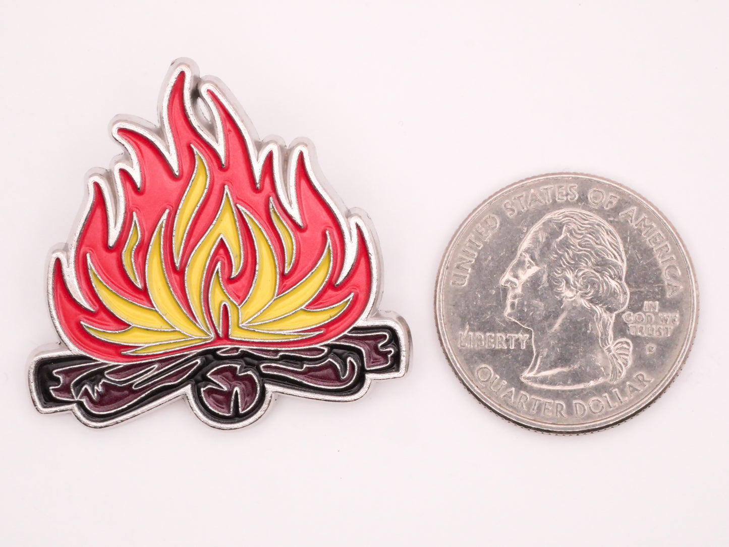 Campfire Flame Enamel Metal Large Button 35x36mm