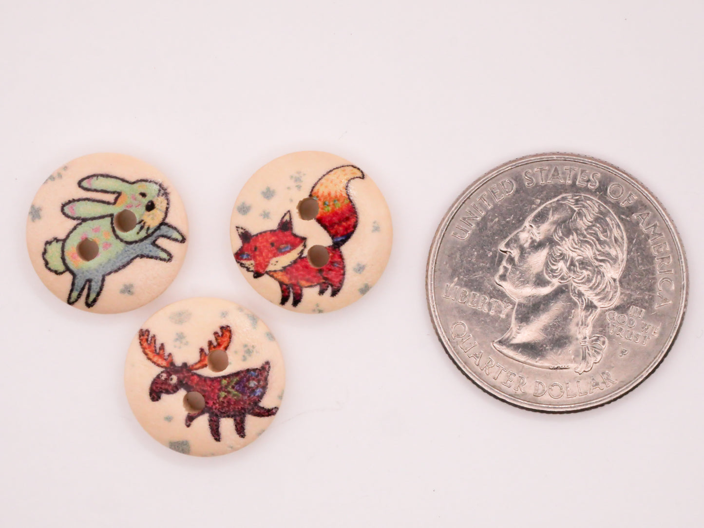 Woodland Creatures Animals Wood Assorted Set of Twenty Buttons 15mm