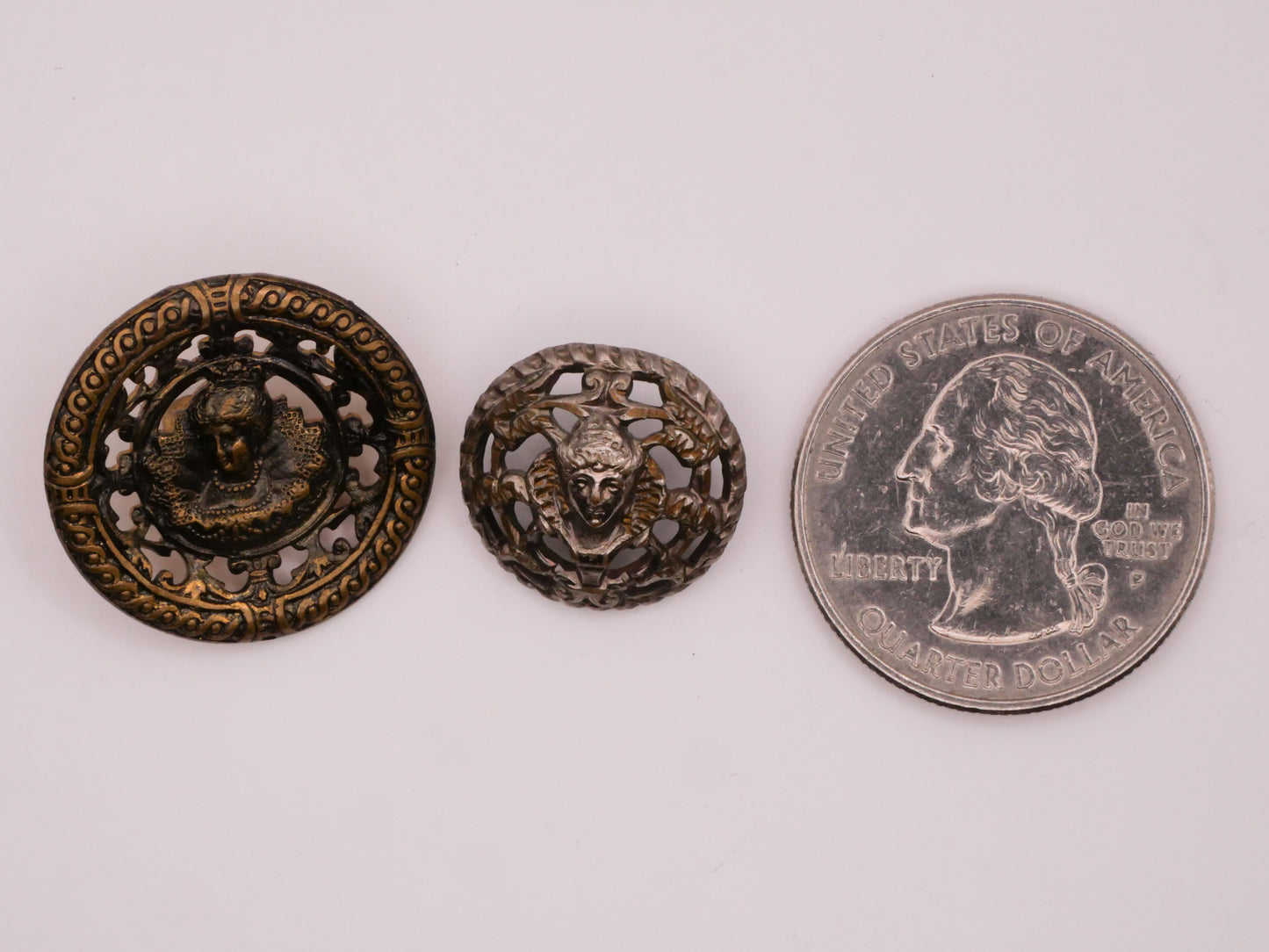 Mary Queen of Scots Portrait Victorian Pierced Metal Button Various 17-22mm
