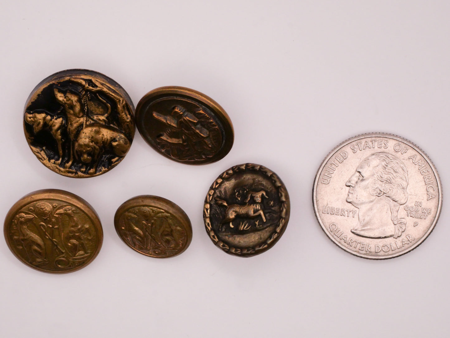 Hunting Dog Victorian Metal Button Various 15-21mm