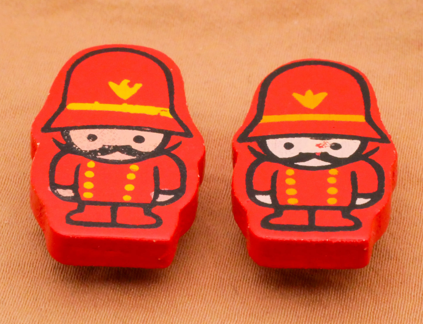 British Police Bobby Guard Hand-Painted Wood Button Various 17x30mm