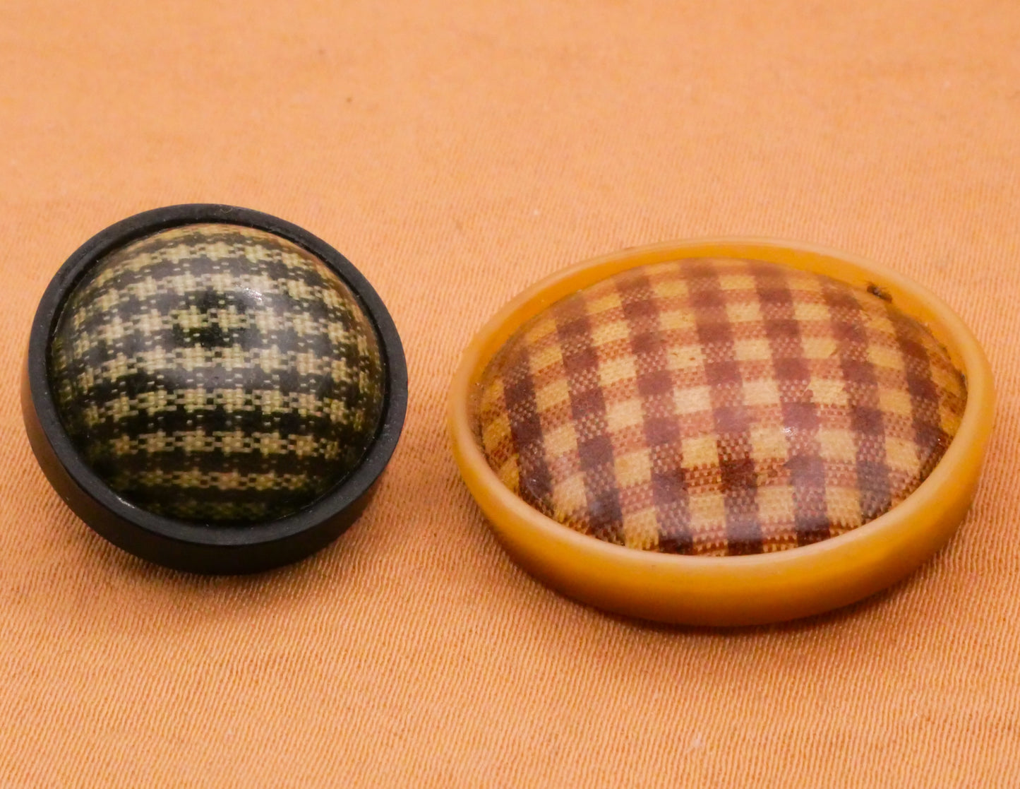 Gingham Plaid Celluloid Early Plastic Vintage Button Various 18-26mm