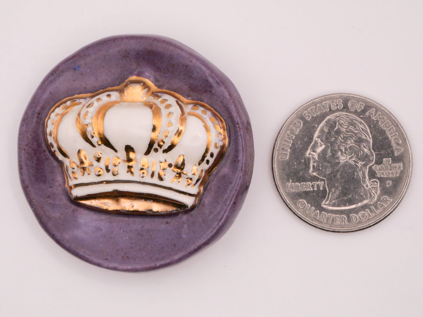 Crown Gold White Purple Glaze Ceramic Large Button 42mm