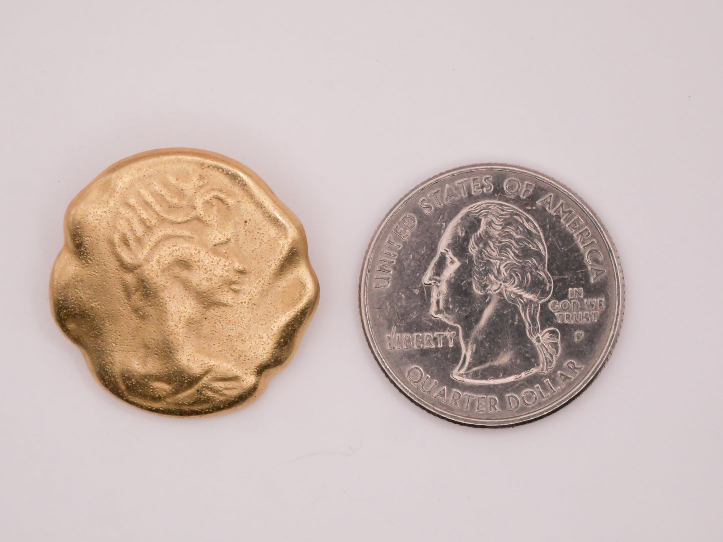 Queen Elizabeth Royalty Soft Gold Metal Button 25mm