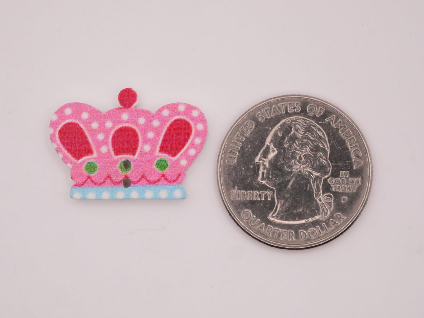 Crown Colorful Wood Set of Ten Buttons 18x25mm