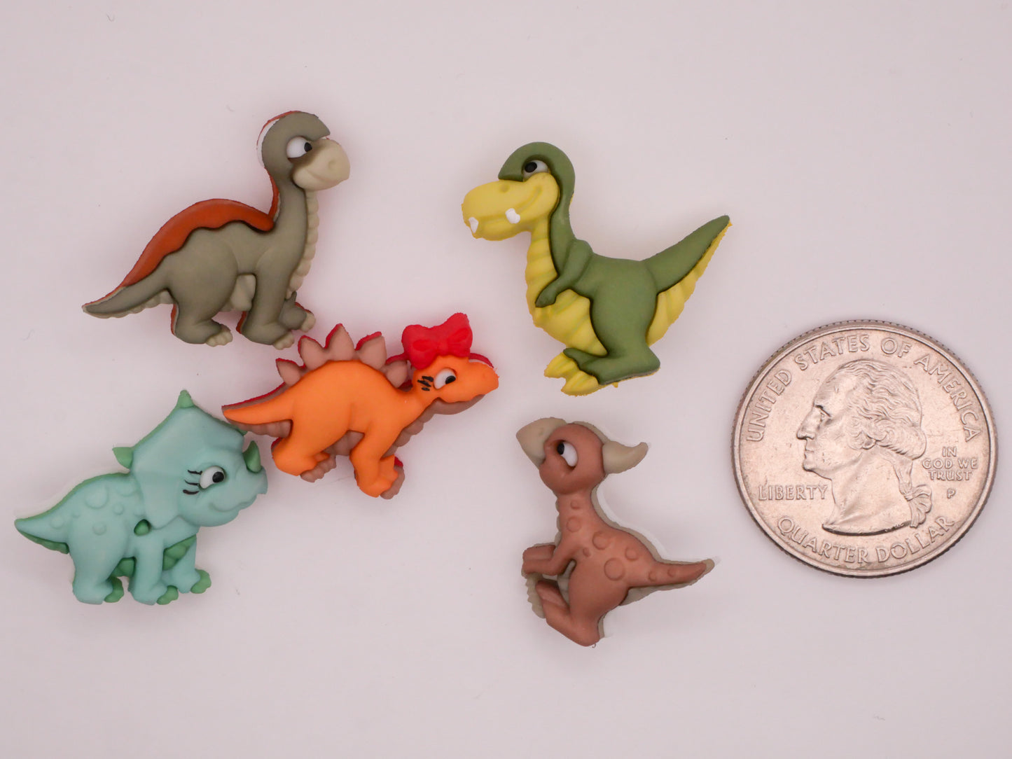 Dinosaur Dinos Snap-Together Plastic Set of Five Buttons 21-24mm
