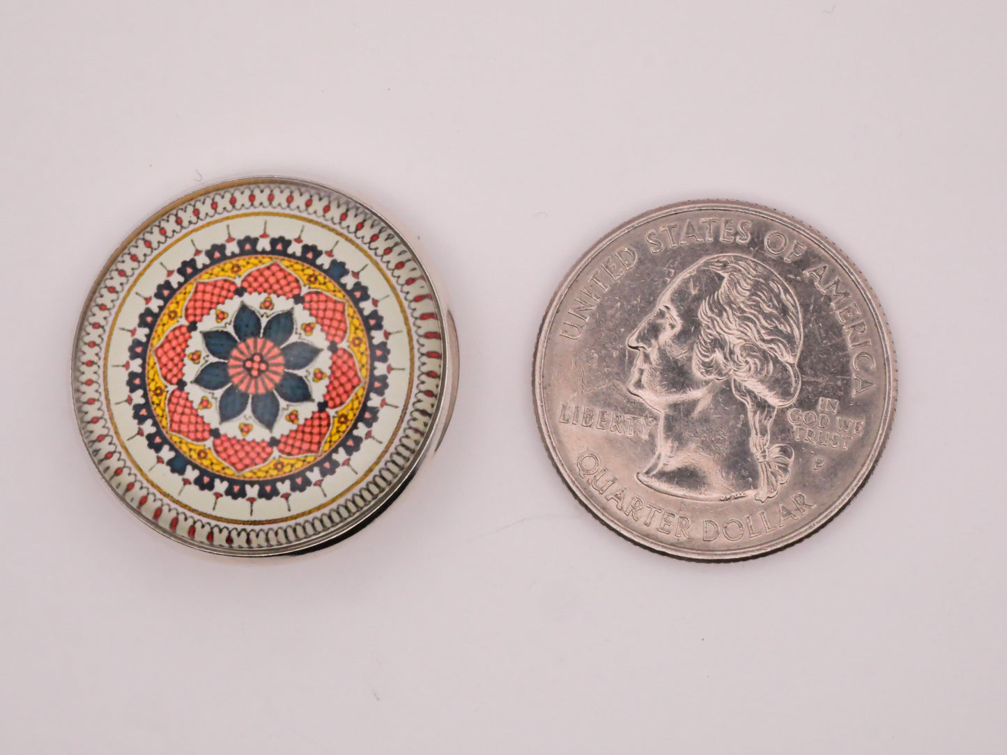 Mandala Colorful Tribal Glass Dome Silver Metal Button Various 27mm