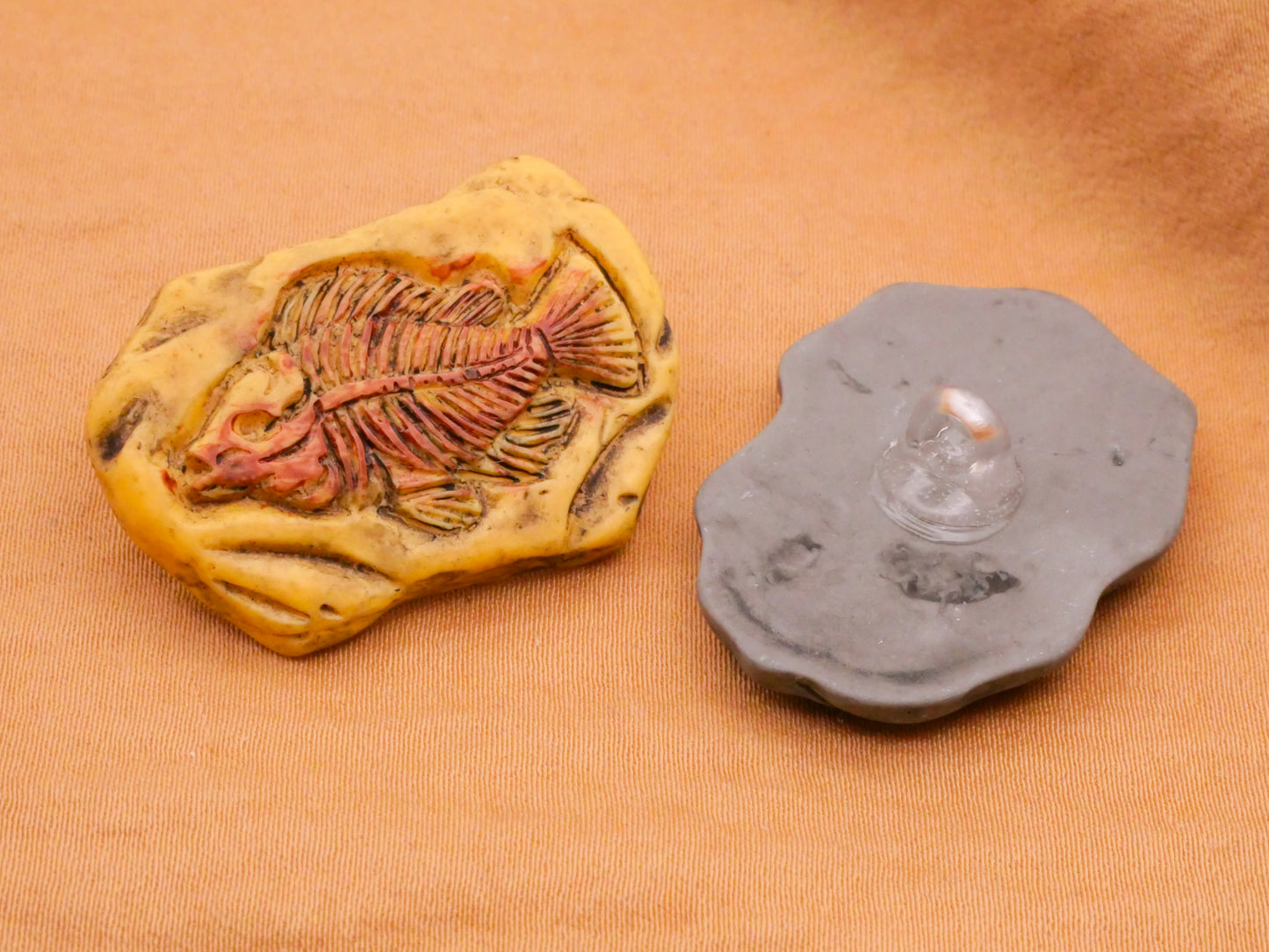 Fossil Animals Realistic Stone Plastic Set of Four Buttons 22-36mm