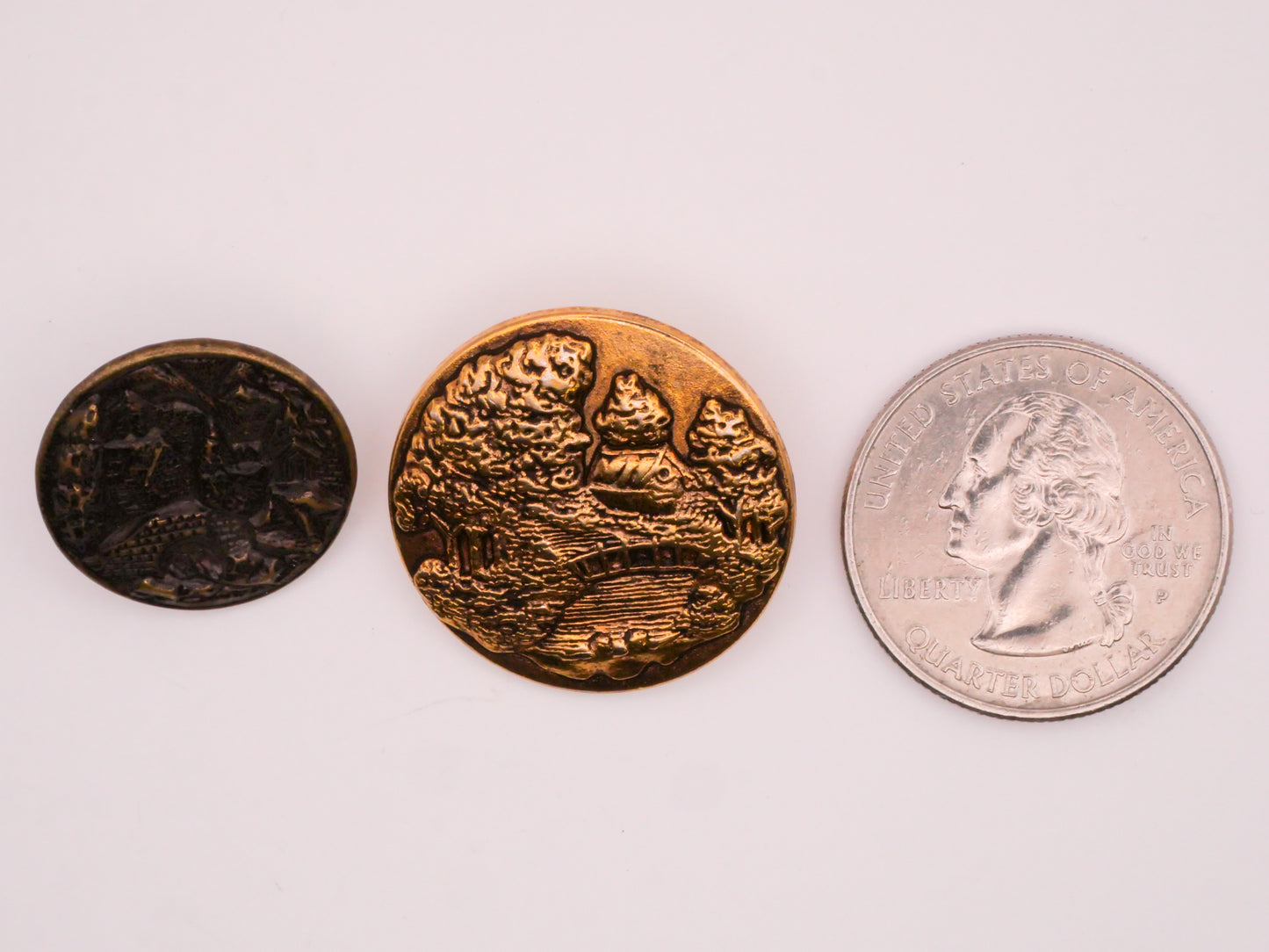 Bridge House Landscape Scene Metal Button Various 15-25mm