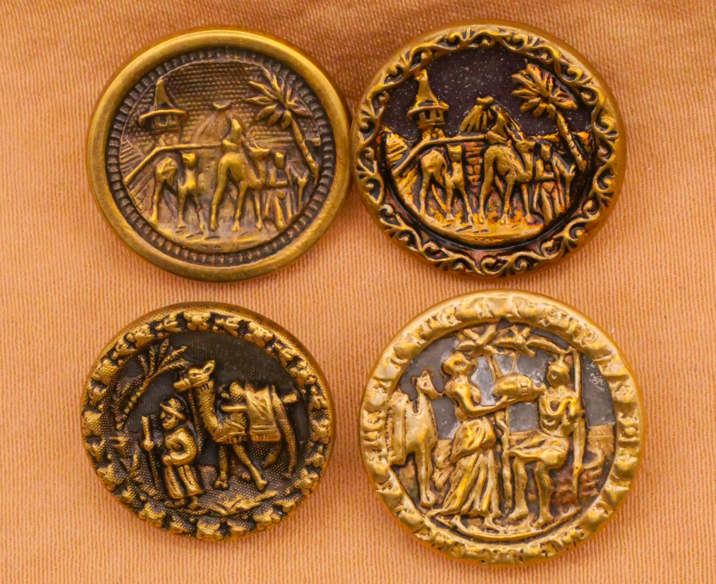 Camel People Palm Tree Landscape Victorian Picture Button Various 16-18mm