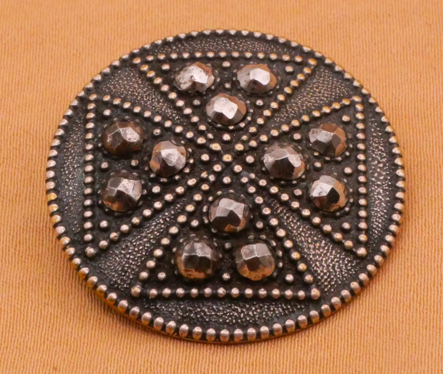 Cross Crusaders Steel-Cut Metal Victorian Button 28mm