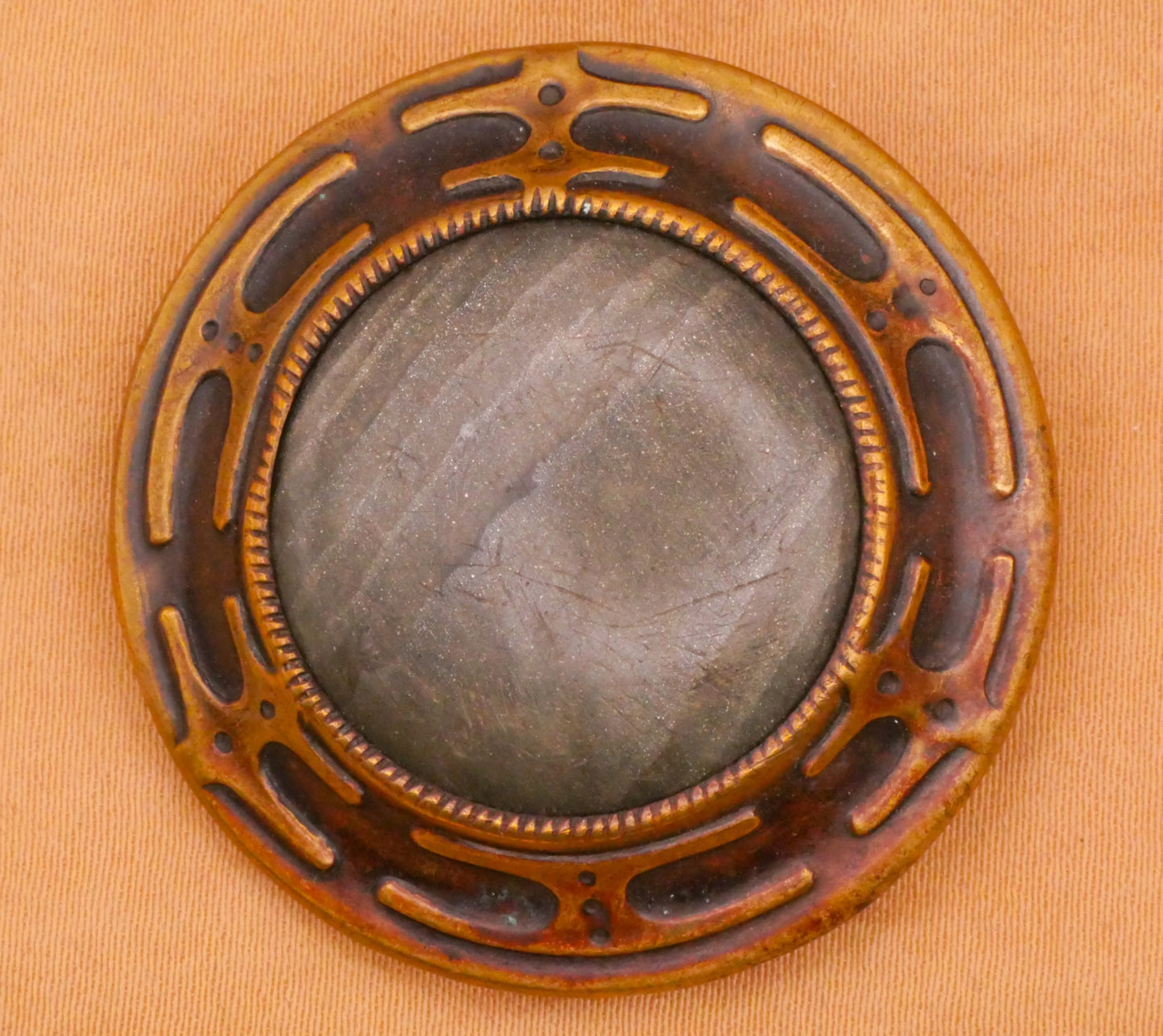 Old World Metal Celluloid Bubble Large Button 38mm