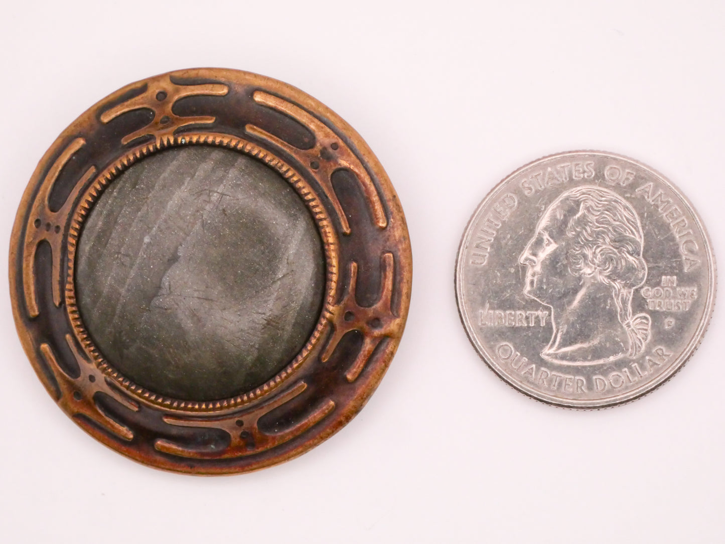 Old World Metal Celluloid Bubble Large Button 38mm