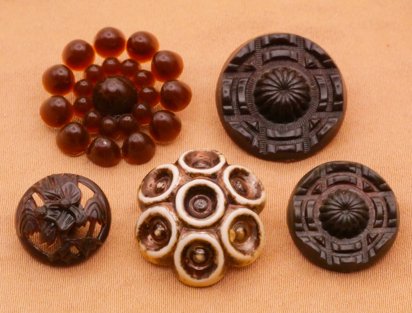 Chocolate Brown Vintage Early Plastic Button Various 11-20mm
