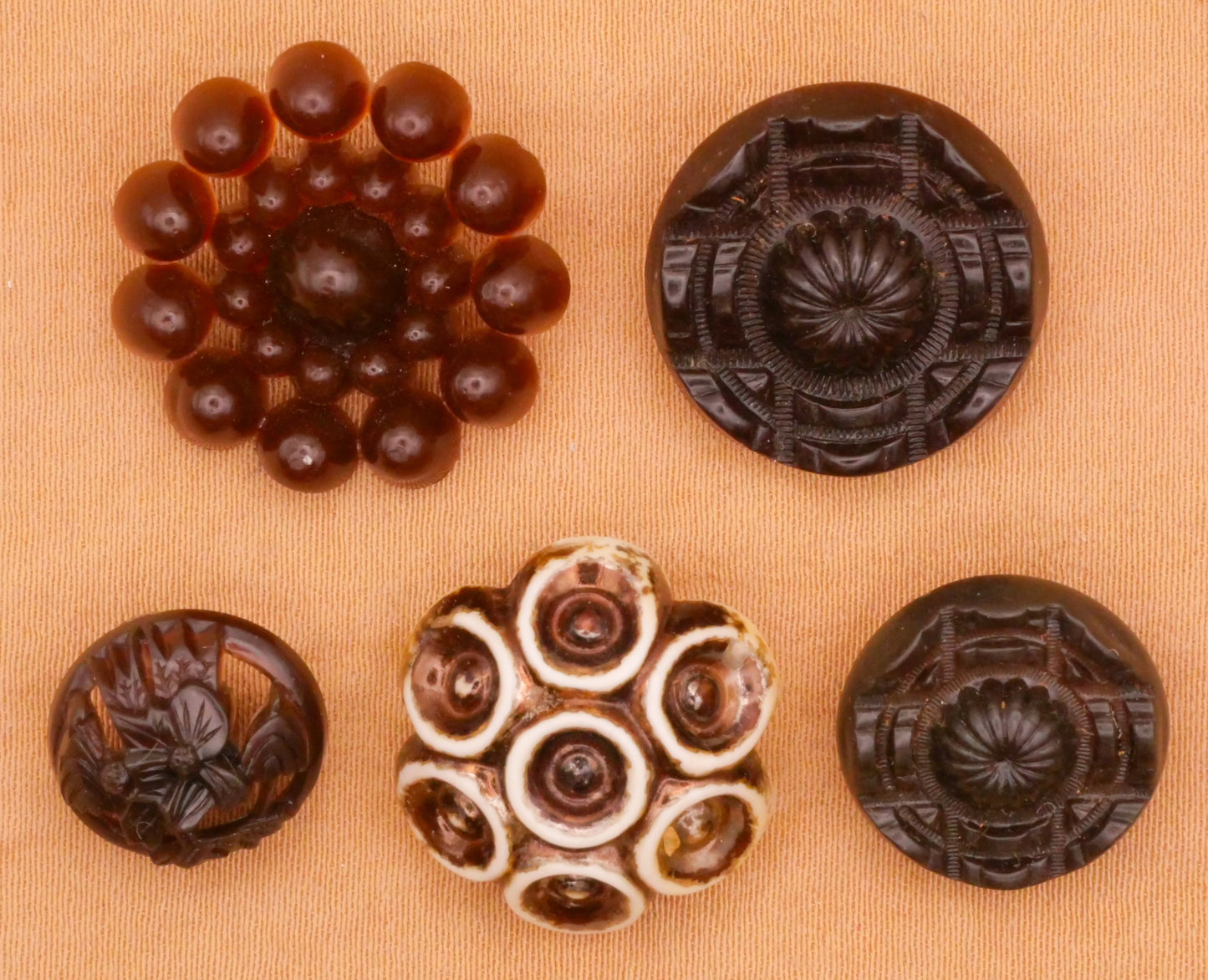 Chocolate Brown Vintage Early Plastic Button Various 11-20mm