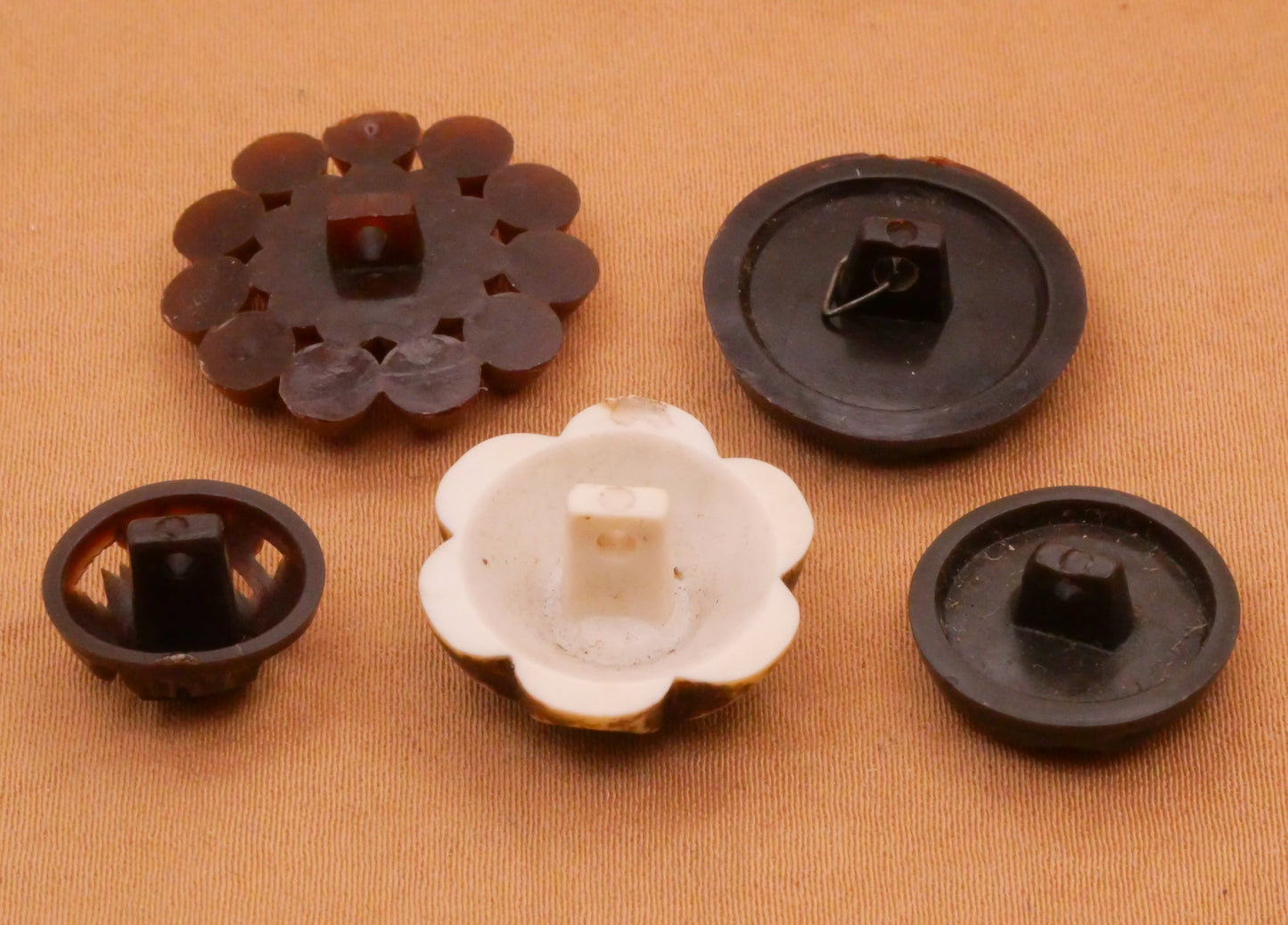 Chocolate Brown Vintage Early Plastic Button Various 11-20mm
