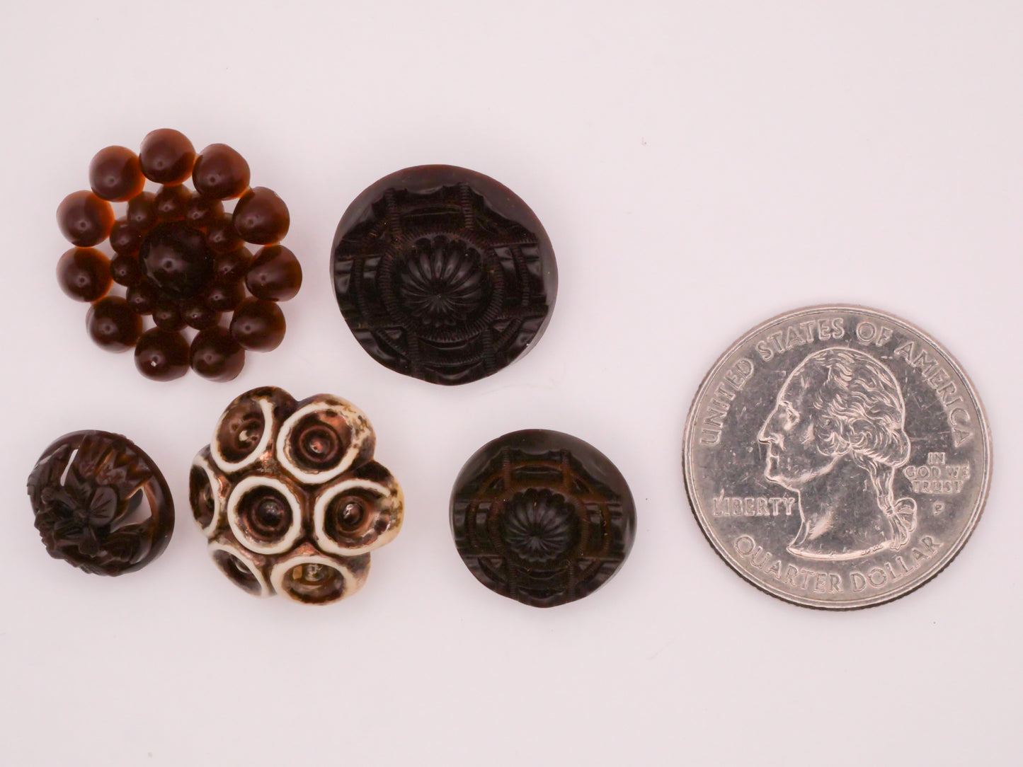 Chocolate Brown Vintage Early Plastic Button Various 11-20mm